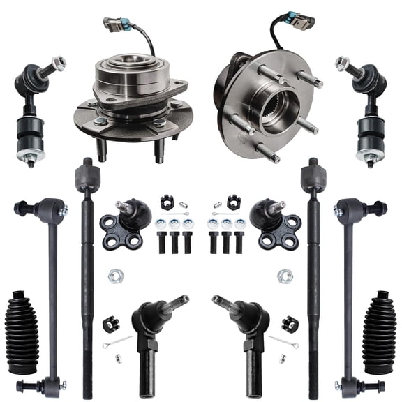 Detroit Axle - Front Wheel Bearing Hubs w/Lower Ball Joints Sway Bars and Tie Rods for 2005-2006 Chevrolet Equinox 2006 Pontiac Torrent Replacement - 14pc Set