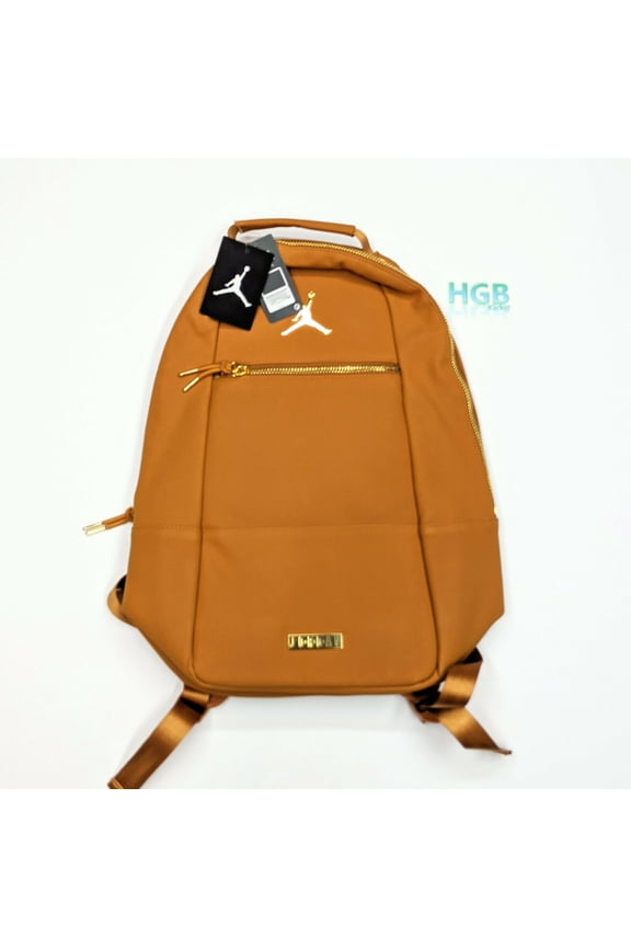 Jumpman Suede Leather Backpack Laptop Bag Tan 9A0227-X3N NWT