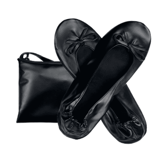 Women's Foldable Ballet Flats Portable Slip-On Shoes for Wedding, Travel, Work & Driving Black S