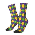 thumbnail image 2 of Uemuo Mardi Gras Pattern Women's Crew Socks, Soft Durable Breathable Moisture-Wicking with Odor Control Cotton socks, 2 of 9