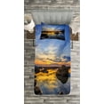 thumbnail image 3 of Ambesonne Coastal Quilted Bedspread Set 2 Pcs, Twilight Rocky Shore, Twin Size, Blue Apricot, 3 of 3