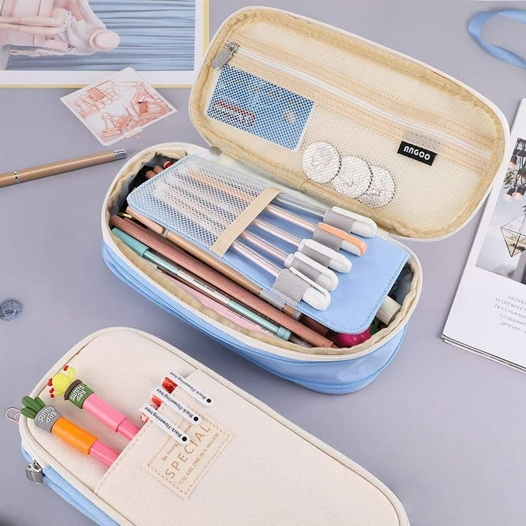 SUNEE Cute Pencil Case, Aesthetic Pen Pouch with 3 Compartments