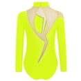 thumbnail image 4 of Aislor Kids Girls Sparkly Gymnastics Leotard Long Sleeve Active Bodysuit Skating Dance Unitard Fluorescent Yellow 10, 4 of 7