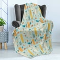 thumbnail image 4 of Hawaii Soft Flannel Fleece Blanket, Repetitive Summer Items with Pattern Surfboard Ice Cream Bikini Ananas, Cozy Plush for Indoor and Outdoor Use, 60" x 80", Pale Blue and Multicolor, by Ambesonne, 4 of 5