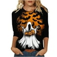 thumbnail image 2 of Inverlee Halloween Shirts Women Plus Size Pumpkin Ghost Graphic Tees Classic Round Neck T-shirt 3/4 Sleeve Dressy Casual Blouse Tops Halloween Gifts, 2 of 5