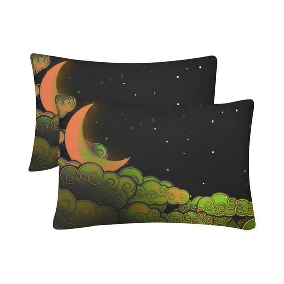 YUSDECOR Moon And Clouds Pillowcase Pillow Protector Cushion Cover 20x30 inch,Set of 2