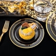 thumbnail image 3 of 600pc Gold Trim Plastic Dinnerware Set for Party: 100 Dinner Plates, 100 Dessert Plates, 300 Cutlery, 100 cups, 3 of 6