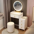 thumbnail image 3 of LED Vanity Desk Dressing Table With Mirror Chair Set Makeup Table Set Small Apartment Storage Cabinet Bedroom Sets ドレッサー My Lux Decor Round, 3 of 17