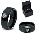 thumbnail image 4 of Tungsten Heart Shaped Volleyball Ball Band Ring 8mm Men Women Comfort Fit Black Beveled Edge Polished, 4 of 4