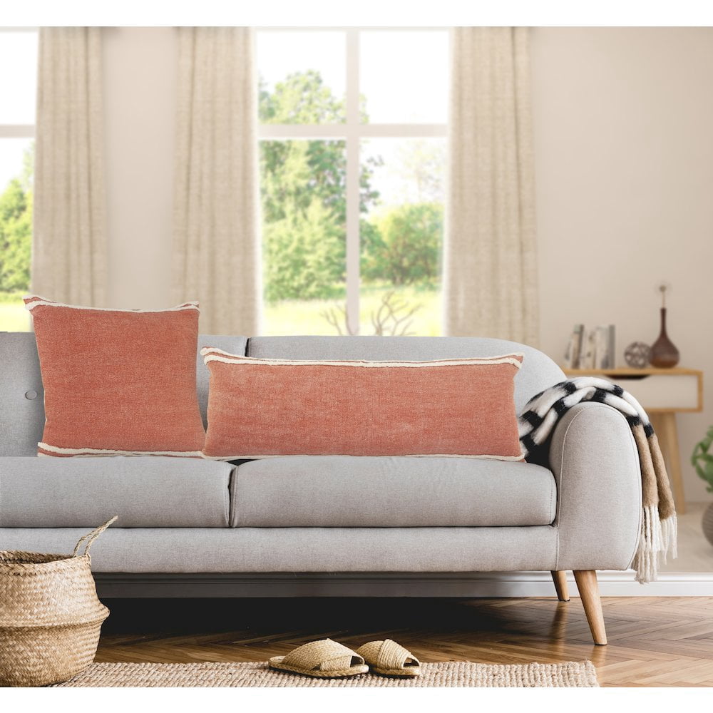 LR Home Soft Striped Cinnamon Lumbar Throw Pillow