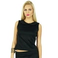 thumbnail image 1 of Bimba Women Black Crop Top Beaded Collar Stretch Chik Blouse, 1 of 6