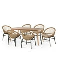 thumbnail image 5 of Christopher Knight Home Marten Outdoor 7 Piece Outdoor Acacia Wood Dining Table with Chair, 5 of 5