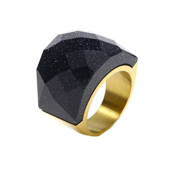 PAURO Gemstone Rings for Women Men Chunky Big Transparent Finger Vintage Stainless Steel Silver Gold Plated Personalized Statement Unique Colorful Jewelry Style 26 Size 6