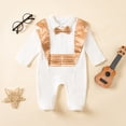thumbnail image 2 of Faraee Baby Boys Gentleman Romper Button Down One-Piece Outfit Infant Cotton Tuxedo Jumpsuit Newborn Long Sleeve Clothes 0 3 6 12 Months Gold, 2 of 9