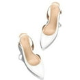 thumbnail image 3 of Pennysue Women's Slingback Heels White Pointed Toe Dress Pumps 9.5M, 3 of 6