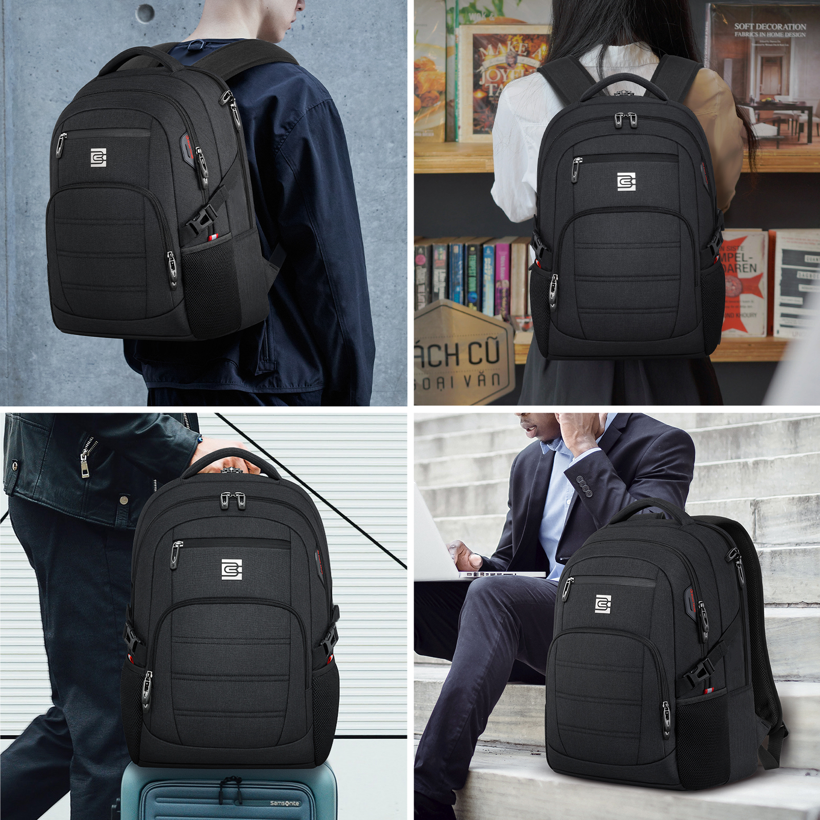 UKEIN 15.6" Laptop Backpack, Black photo 7