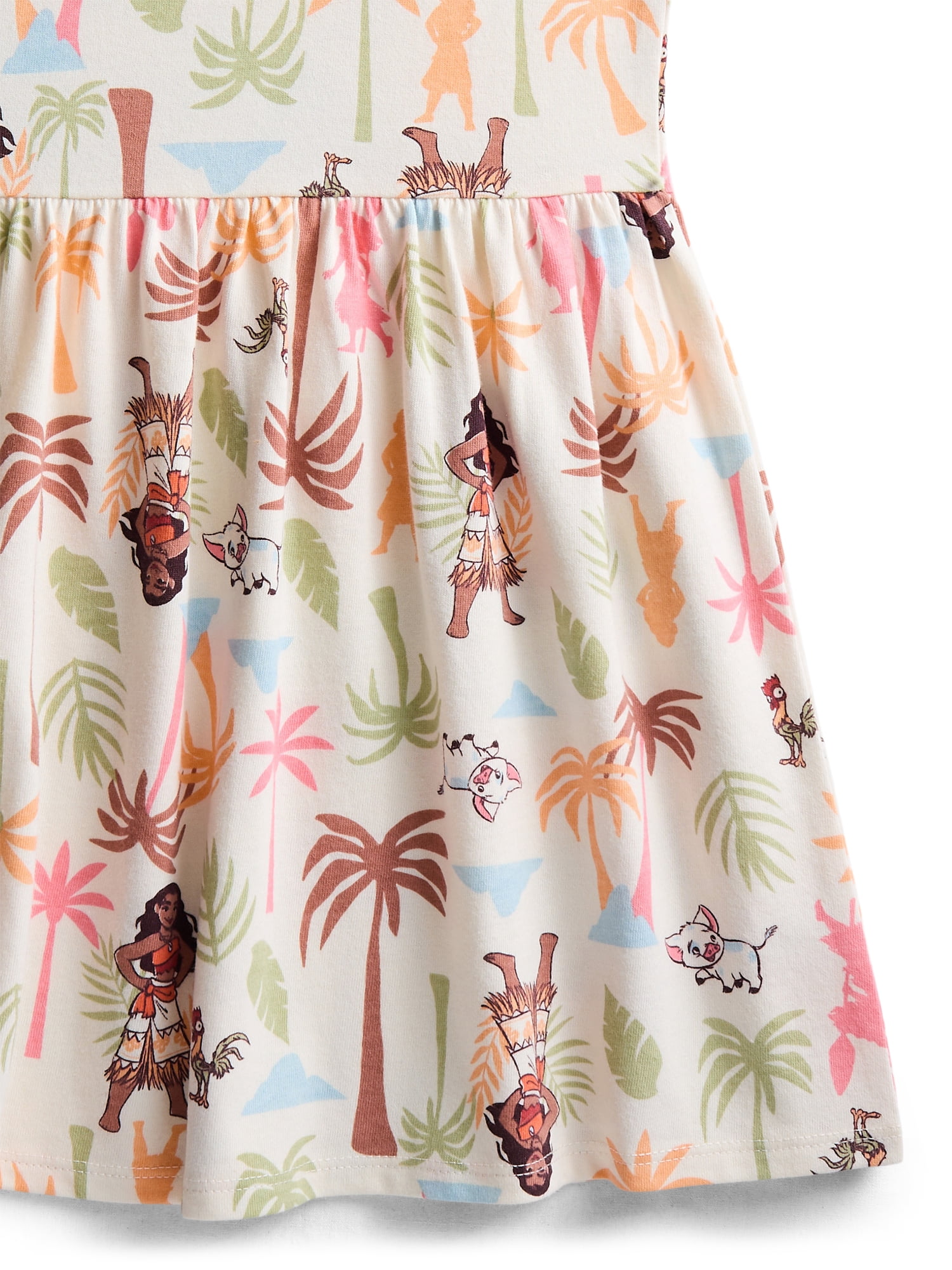 Moana Girls Allover Print Dress with Short Sleeves, Sizes 4-12