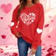 thumbnail image 1 of Xuyuer Valentines Sweatshirts for Women Heart Print Graphic Valentine Sweatshirts Casual Tops, 1 of 9