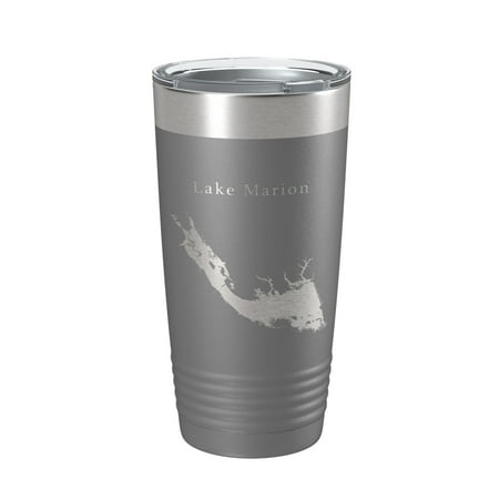

Lake Marion Map Tumbler Travel Mug Insulated Laser Engraved Coffee Cup South Carolina 20 oz Dark Gray