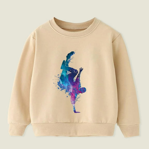 Cethrio Kids Girls Sweatshirts, Long Sleeve Casual Printed Pullover Tops Khaki Size 8-9 T