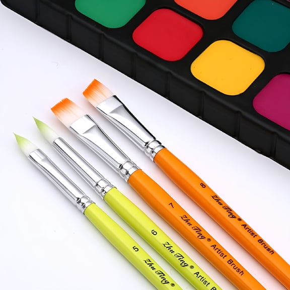 CCOCC 10 Pcs Face Body Paint Brush Flat Painting Brushes Artist Paint Brushes