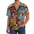 thumbnail image 3 of Fotbe Psychedelic Faces Colorful print Short Sleeve Button Down Shirts for Men Casual Summer Beach Wrinkle Free Shirt-Small, 3 of 7