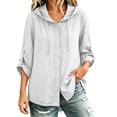 thumbnail image 2 of Cmfcve Gauze Hoodie Shirts for Women Sun Protection Beach Cover Ups Lightweight Long Sleeve Button Down Blouses, 2 of 9