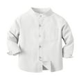 thumbnail image 4 of Herrnalise Spring Boys Button Down Shirt Long Sleeve Henley Casual Oxford Cloth Kids Dress Shirts Tees Solid Color Tops with One Pocket for Boys Aged 3-8, 4 of 5