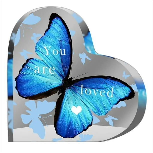 3 Uds Mariposa Acrílica en Forma de Corazón Regalo para Mujer Decoración de Escritorio Tallado Decoración de Mesa de Recuerdo Regalo Agradecido