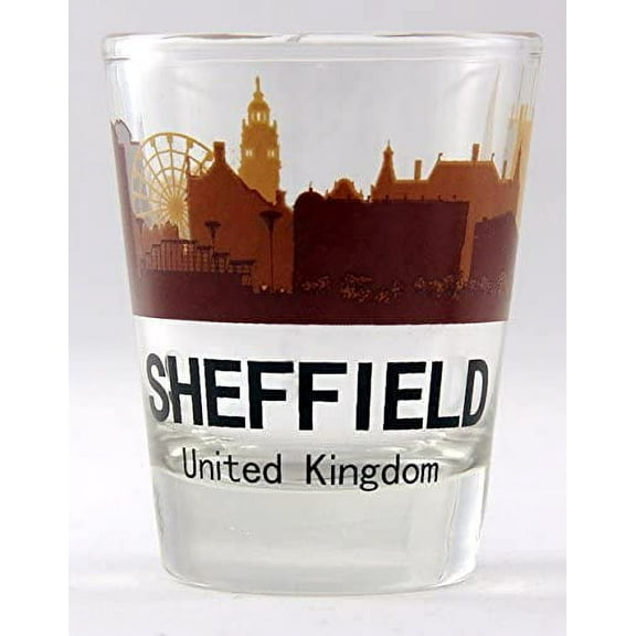 Sheffield United Kingdom Sunset Skyline shot glass