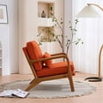 thumbnail image 3 of Accent Chair for Living Room, Mid-century Upholstered Armchair with Lumbar Pillow, Bronzing Cloth Lounge Chair with Solid Wood Frame for Living Room Bedroom Apartment, Burnt Orange, 3 of 7