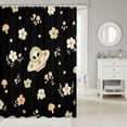 thumbnail image 2 of Manfei Kawaii Alien Ufo Shower Curtain 72Wx72L,Boho Wild Mushrooms Flowers Bathroom Curtain,Black Cream, 2 of 5