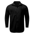thumbnail image 3 of Mens Polo Breathable Blend Button Down Lightweight Long Sleeve Beach Tops,Black,L, 3 of 3