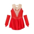 thumbnail image 6 of CHICTRY Kids Girls Modern Lyrical Dancewear Patchwork Fancy Skating Ballet Dance Performance Dress Red 6, 6 of 7