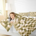 thumbnail image 4 of Homewish Abstract Pixel Geometric Bedding Comforter Set,Modern Minimalist Checkered Twin Comforter Sets,Light Brown Greenk Bedding Set For Teens,Ultra Soft Home Decor Reversible,2pcs, 4 of 8