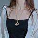 thumbnail image 4 of Collar de estrella de seis puntas de David, colgante de acero inoxidable Hiphop, joyería (oro, plata, 2 uds.), 4 of 5