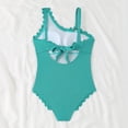 thumbnail image 5 of VISALY Women's One Piece Swimsuit One Shoulder Scalloped Ribbed Swimsuits Slimming Bathing Suit Full Coverage Modest Slimming Swimwear Tummy Control One Piece Beach Bathing Suit Mint Green Xl, 5 of 7