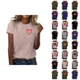 thumbnail image 1 of T-shirts de la Saint-Valentin pour Femmes 2026 Mode Manches Courtes Col Rond Cœur Graphique, 1 of 4