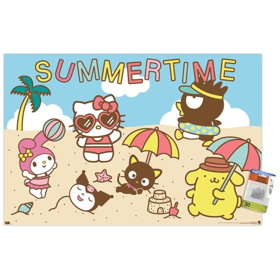 Hello Kitty and Friends: 22 Seize The Moment - Beach Wall Poster with Pushpins, 22.375" x 34"