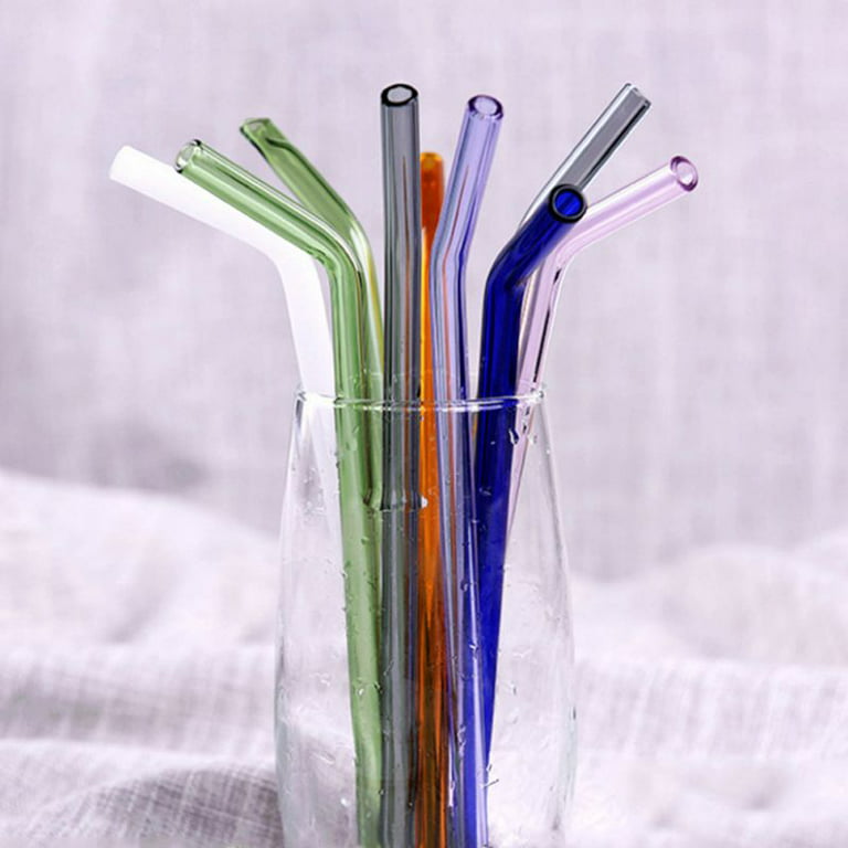 5/8/10Pcs Reusable Tea Juice Water Glass Drinking Straw Straight Bent  Drinkware Reusable glass drinking straw - fashionable, durable,  shatterproof 