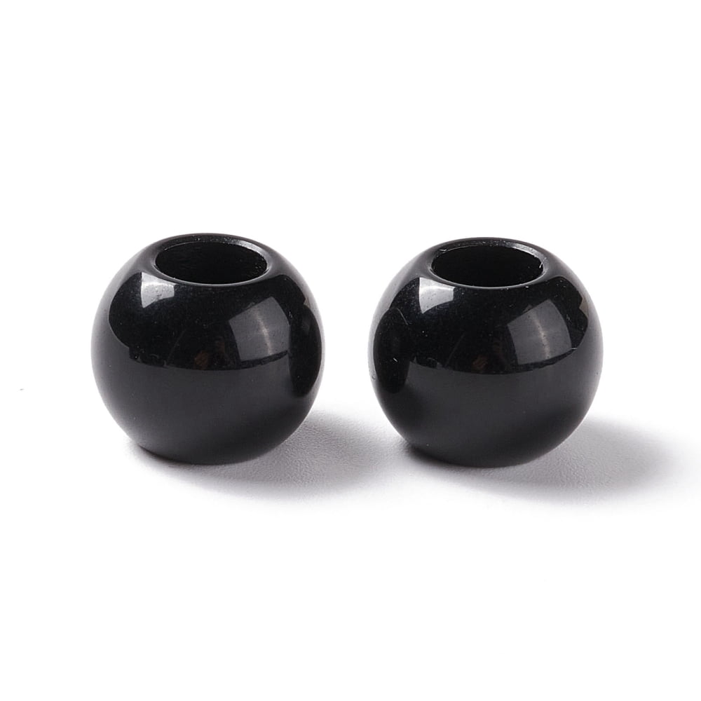 500gs Opaque Acrylic European Beads Large Hole Beads Rondelle Black 12x9.5mm Hole: 5.5mm