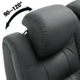 thumbnail image 4 of comfiroom Home Theater Seating Simple Style Top Grain Leather Loveseat Recliner Chair Dual Power Movie Theater Chairs Gaming Sofa Electric Headrest with Tray Table (Black, Row of 4 Loveseat Right), 4 of 9