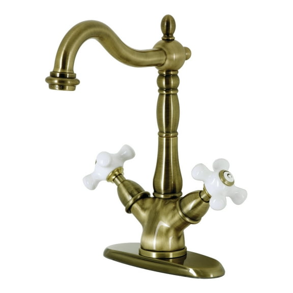 Kingston Brass KS1493PX Vessel Standard Mount Bathroom Faucet, Antique Brass