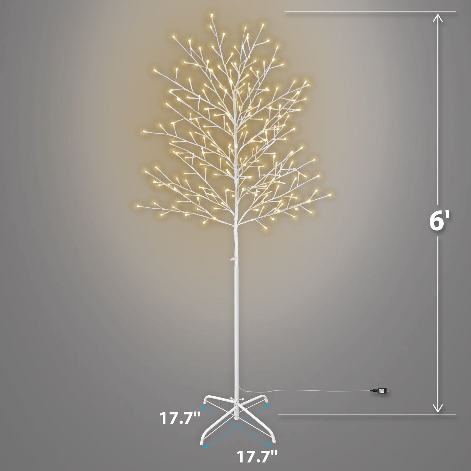 SUNNYOUTDOOR 6ft Christmas Silver Birch Twig Tree Light Warm White Indoor Outdoor 112 LEDs Lighted Tree Xmas Christmas Decoration