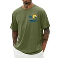 thumbnail image 2 of Short Sleeve Quick Dry Performance Shirt Men's Printing Short Sleeved Blouses Round Neck Pullover Casual And Fashionable Top Army Green L, 2 of 5