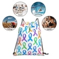 thumbnail image 6 of Leisure Draw String Mouth Backpack 16 X 14 Woven Band Durable Not Easy To Fall Off In Travel Portable Draw String Design Cancer Awareness Ribbon Pattern - Ombré Flow, 6 of 8