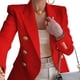 thumbnail image 1 of Chaqueta Blazer Informal para Mujer, con Botones Dorados, Larga, para Oficina, con Solapa y Abertura Frontal. Rojo XL, 1 of 7