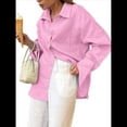 thumbnail image 1 of Camisa de Botones para Mujer 100% Algodón Rosa L, 1 of 8
