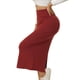 thumbnail image 4 of Faldas midi clásicas elásticas de cintura alta con abertura para mujeres Inspire Chic L color rojo vino, 4 of 6