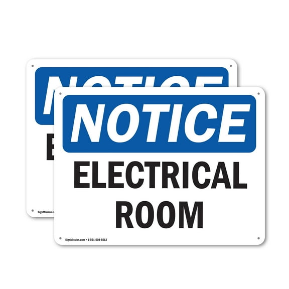 (2 Pack) Electrical Room OSHA Notice Sign 14 Inch X 10 Inch Plastic Sign, Weather Resistant, UV Protected for Workplace, Business, and Construction Site, Made in the USA